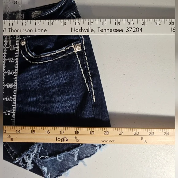 Miss Me Dark Blue Jeans Denim Cut Off's - Picture 11 of 11